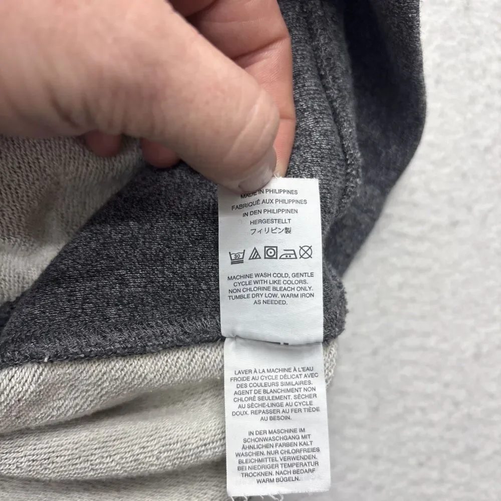 J Crew Hoodie Sweatshirt Mens Large Gray Grey Vintage Fleece Raglan Terry Knit